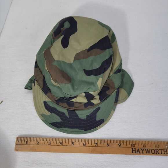 Vintage Military Hat Mens Size 7 1990s Woodland Camo Army Cap U.S. Camouflage - Picture 14 of 15